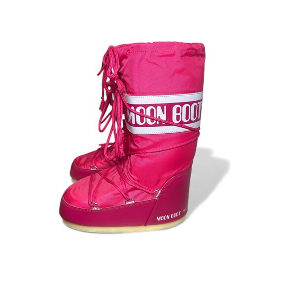 MOON BOOT "The Original" Icon Tall Nylon Hot Pink Bougainvillea Womens 35-38 EU - Picture 12 of 14